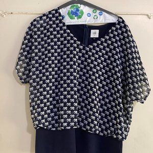CAbi Elephant print Blue & White Blouse